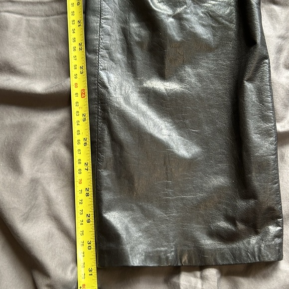 Leather 80s Pants Women's Size 8 Black Pleated Two Pockets Zipper Velcro Lined - Picture 13 of 13